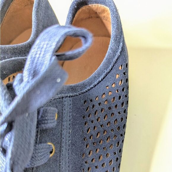 Joie Navy Blue Perforated Leather Lace Up Sneakers Size 9 40 - Picture 8 of 12